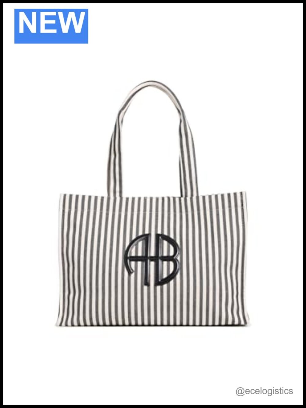 Structured Canvas Tote Bag with Leather Trim, Logo